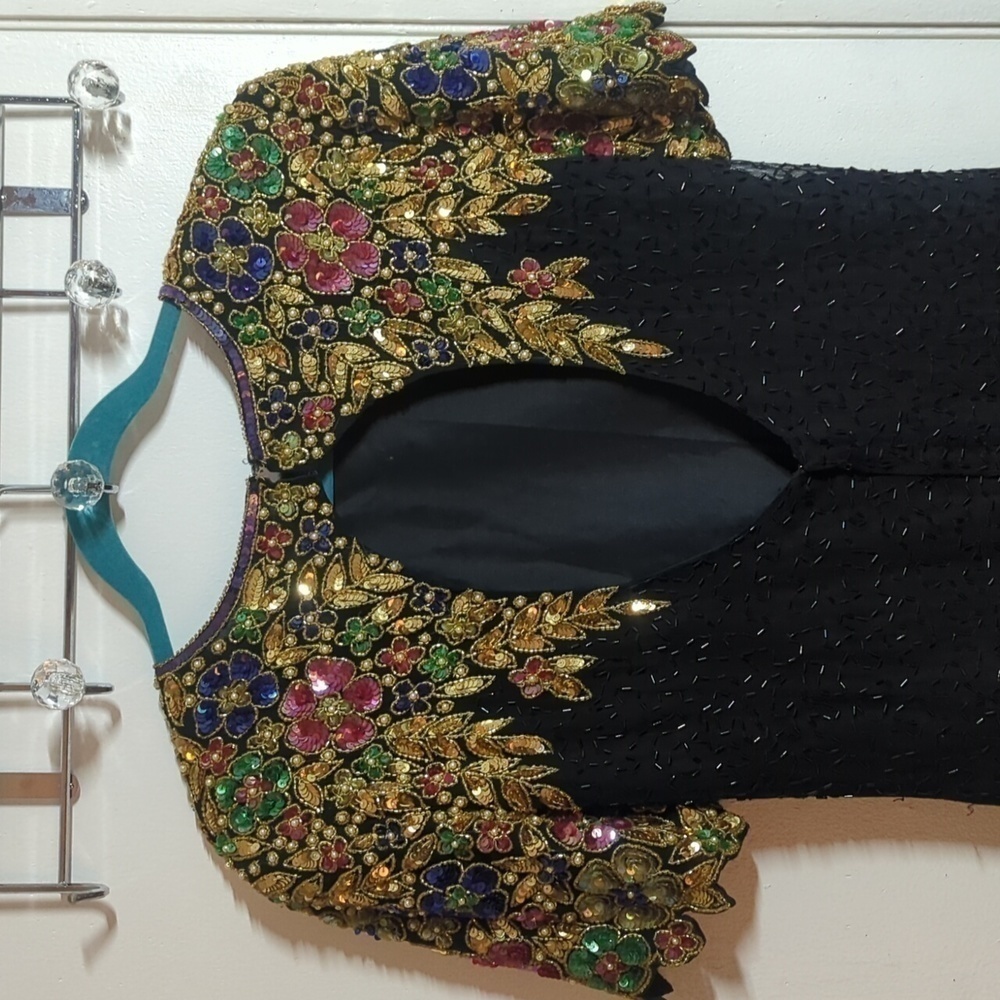 Euc Vintage Silk 80s 90s Sequin Dress sz4 SHOWSTOPPING - Picture 6 of 12